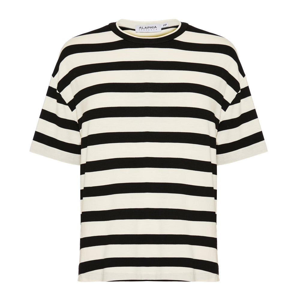 T-shirt Manon Listras Preto e Off White