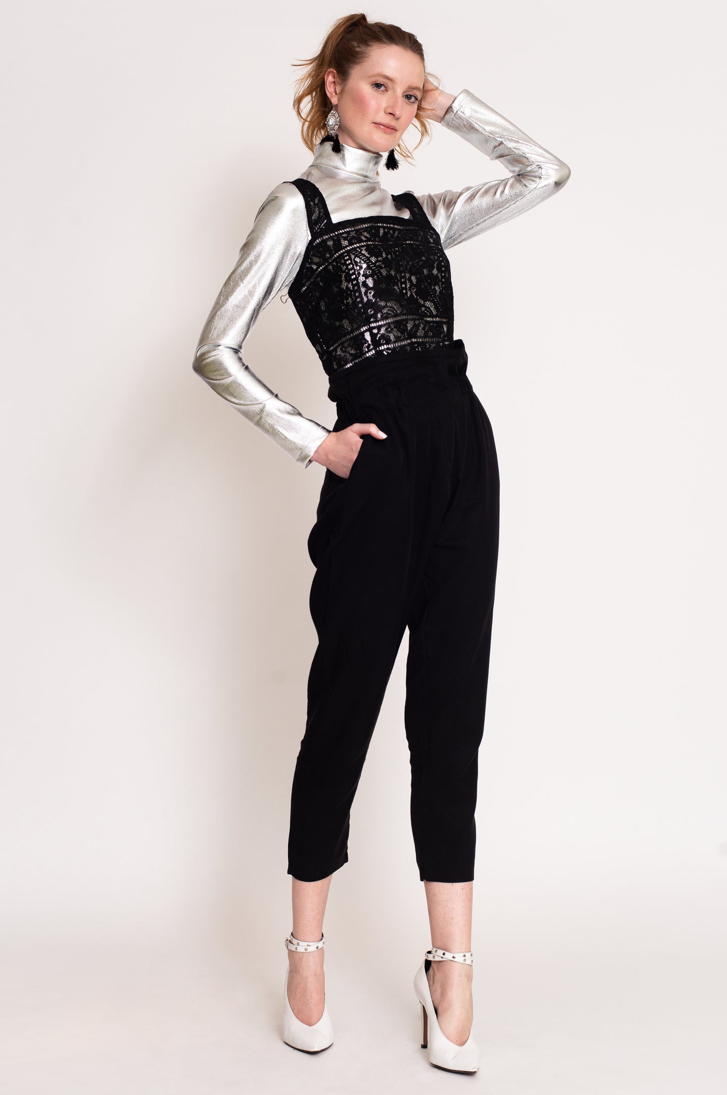Cropped Lace Preto