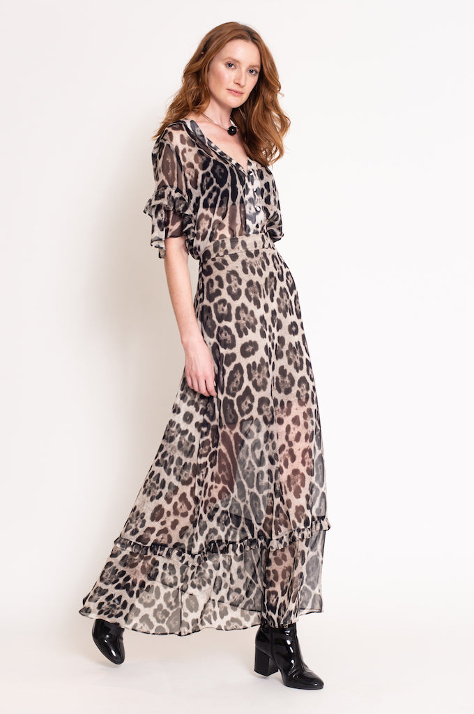 Blusa Leopard Cinza
