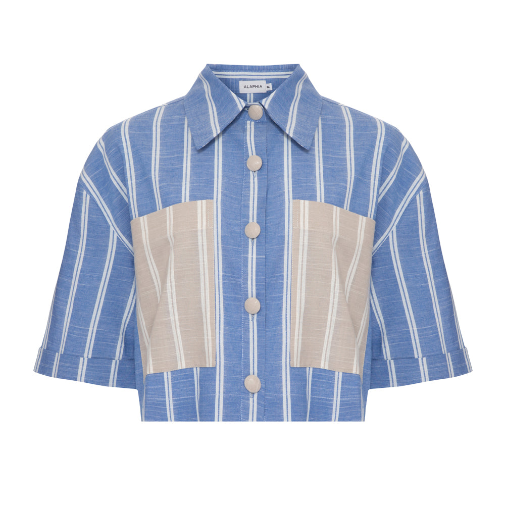 Camisa Chiara Azul e Bege