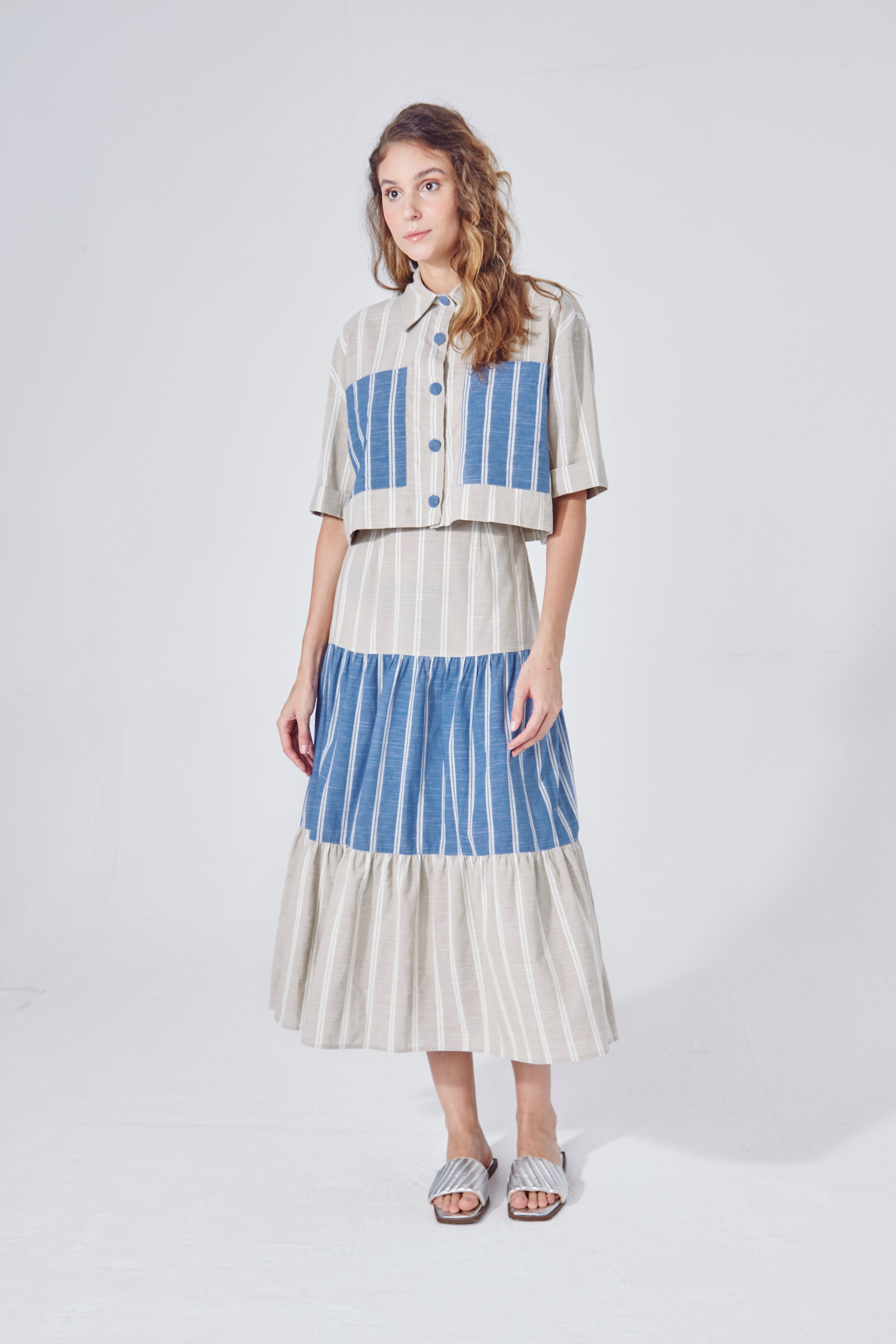 Camisa Chiara Bege e Azul