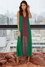 Vestido Creta Verde com Roxo
