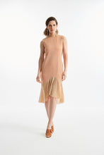 Vestido Leonor Laranja e Bege