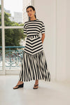 Saia Manon Listras Preto e Off White