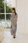 Saia Manon Listras Preto e Off White
