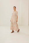 Saia Manon Listras Bege e Off White
