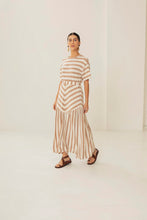 Saia Manon Listras Bege e Off White