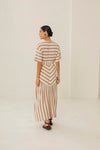 Saia Manon Listras Bege e Off White