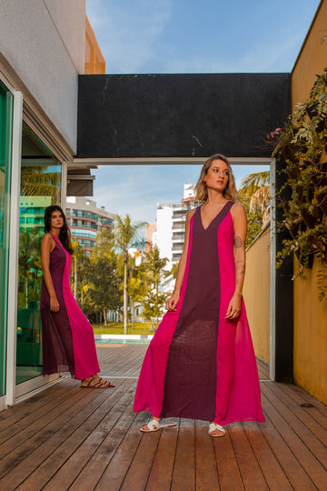 Vestido Creta Pink com Roxo