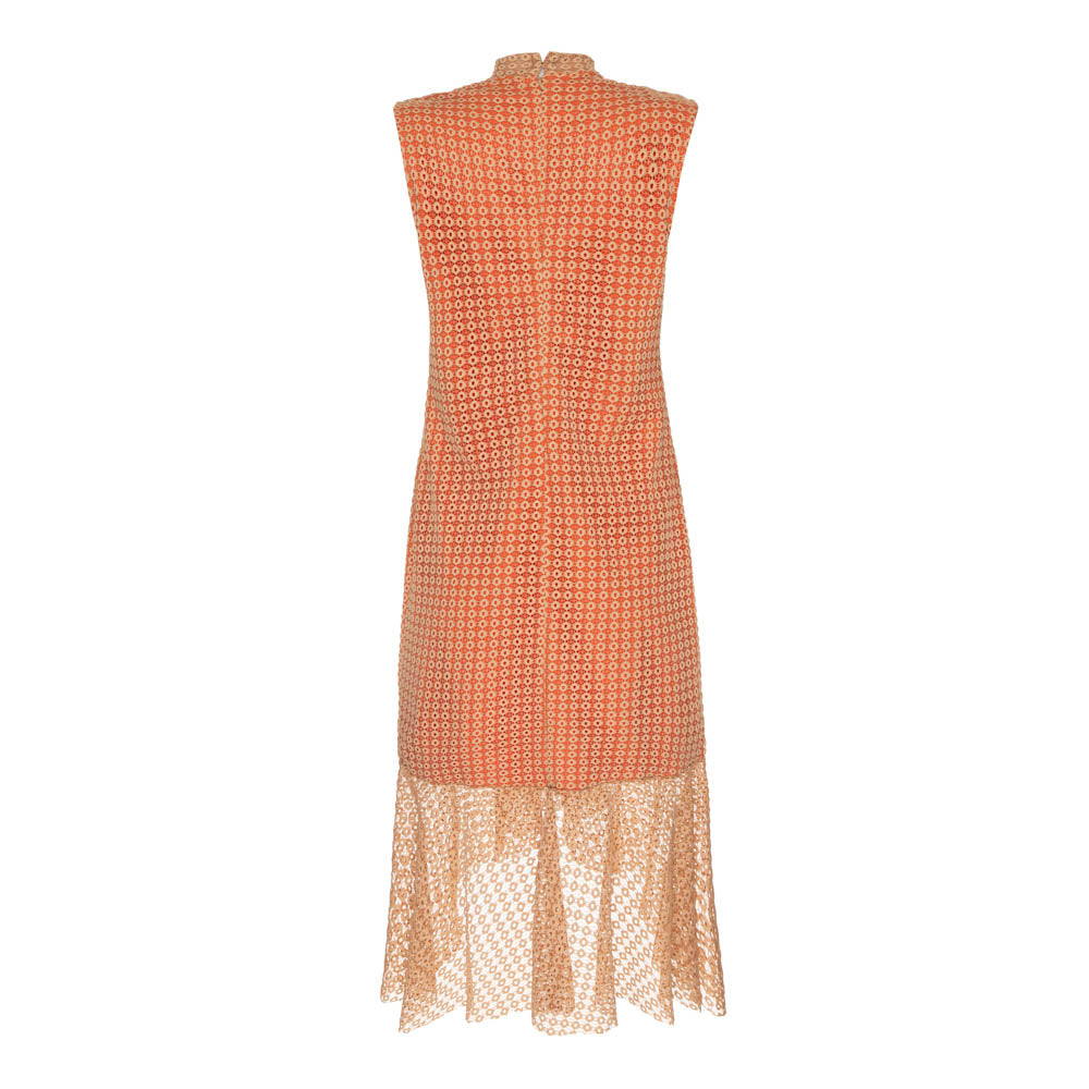 Vestido Leonor Laranja e Bege