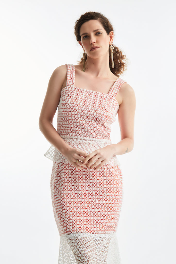 Blusa Leonor Laranja e Branco